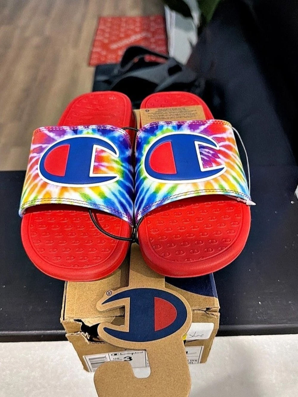 Champion Super Slide Tie Dye Slides Red & Multicolor US 3